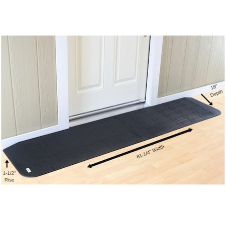 ADA Compliant Rubber Threshold Ramp: 1-1/2 Rise X  81-1/4 Wide X 17-3/4 Depth - 2 Pc Assembly